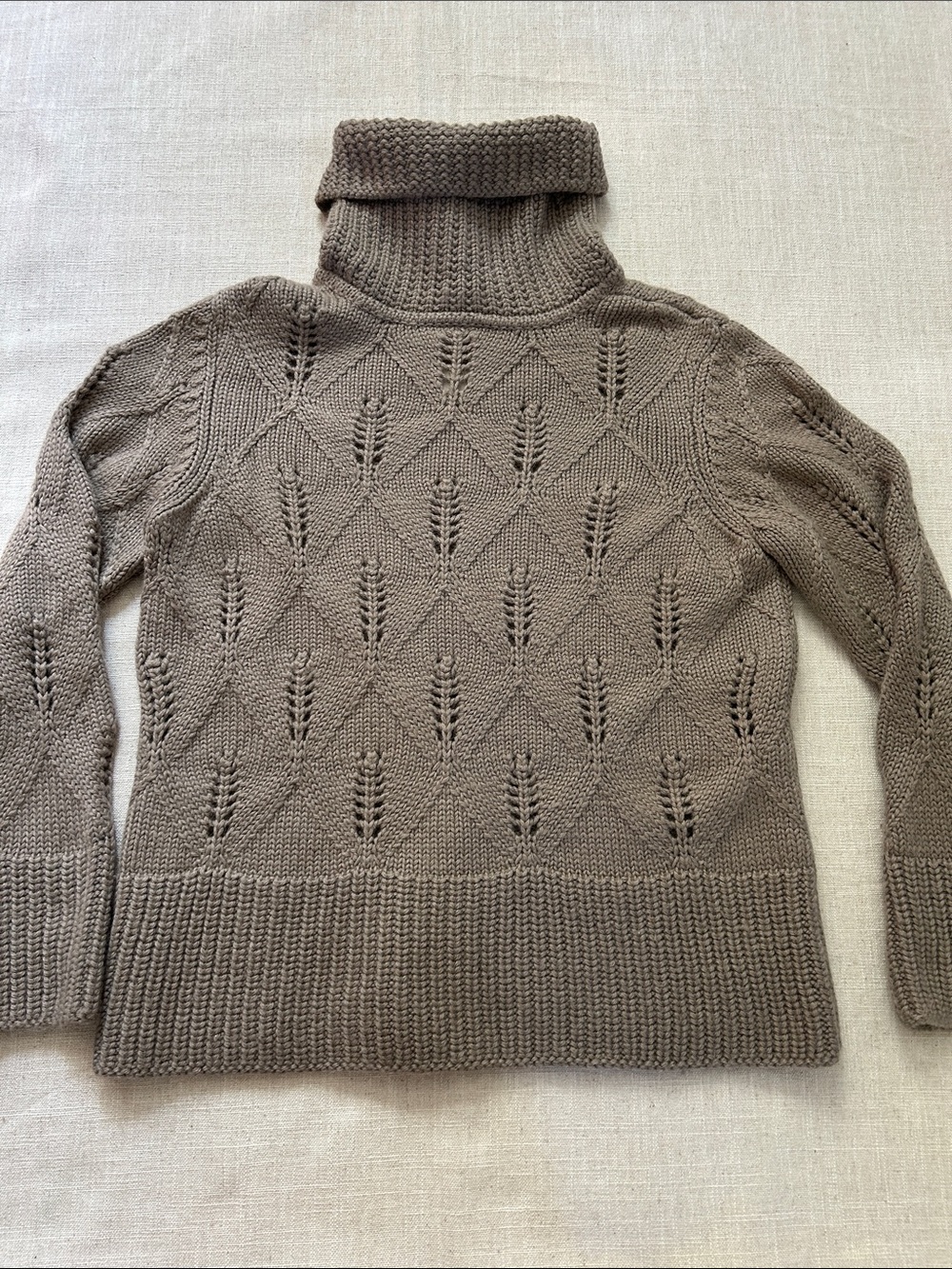 Mira Flores Chunky Knit Alpaca Turtleneck Sweater Women's Size Small Taupe - Picture 7 of 9